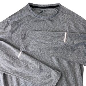 VRST Shirt Mens Med Accelerate Run Warm Crew Heather Gray 4 Way Stretch Reflect